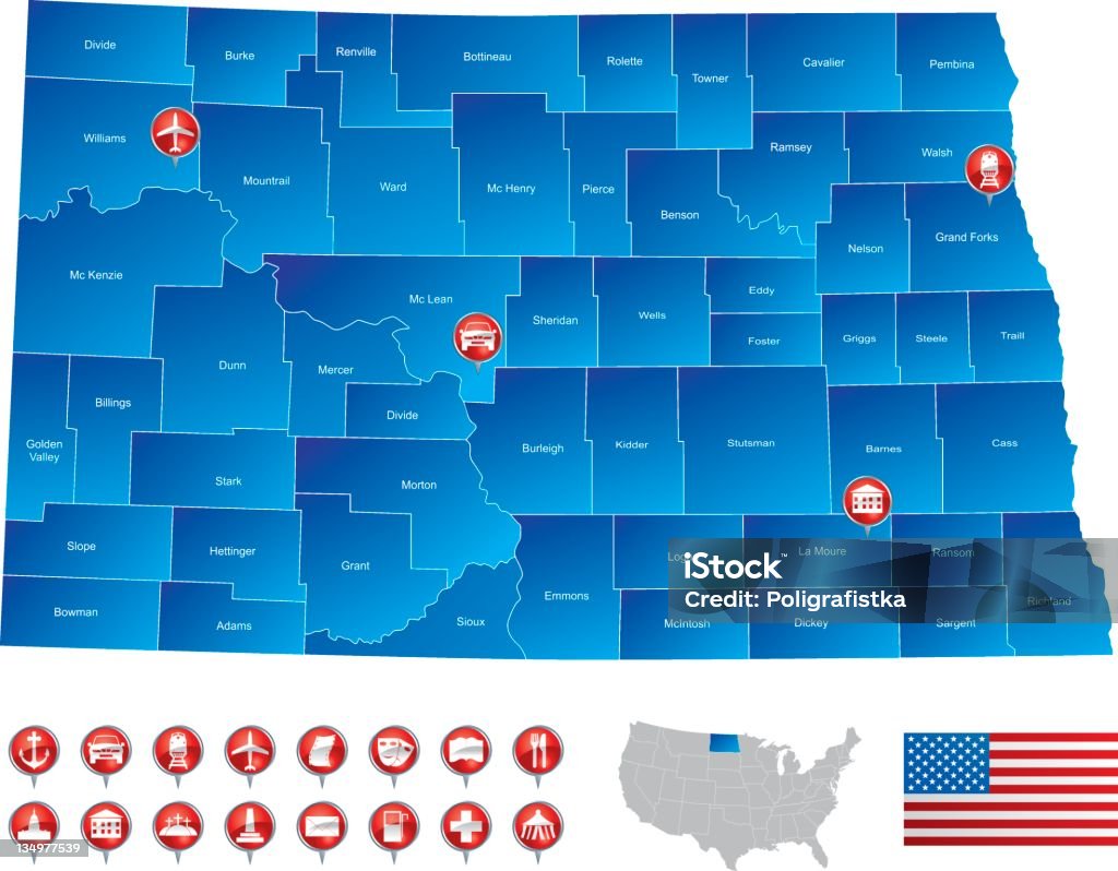 Карта С�еверная Дакота - Векторная графика Карта роялти-фри