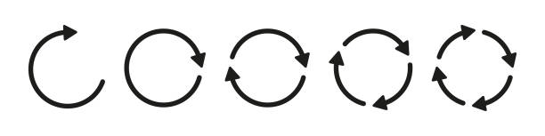 ilustraciones, imágenes clip art, dibujos animados e iconos de stock de conjunto de iconos vectoriales de flecha circular. icono de reciclaje. flechas circulares. actualizar y volver a cargar el icono de flecha. símbolo de ciclo de repetición - end of round