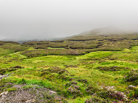 Low cloud along the hiking route of Ben Venue, Stirling, Scotland