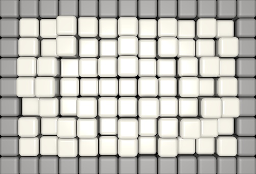 Abstract 3d architecture background with gray cubes on the wall