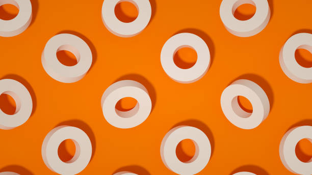 istock Abstract 3d render primitives geometric shapes orange background 1349786611