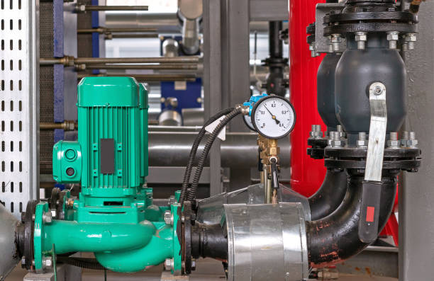istock Gas boiler equipment. Engine, non-return valve, pressure gauges and water pressure control sensor. 1349790310