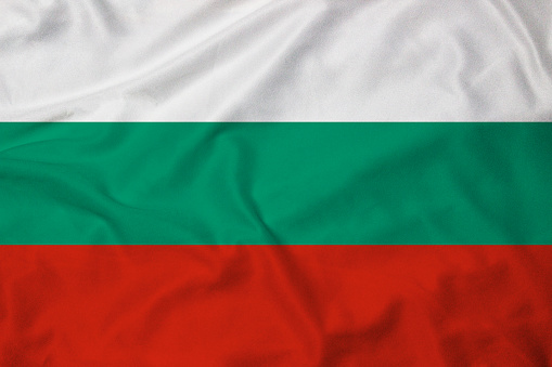 Flag of Bulgaria, background with fabric texture