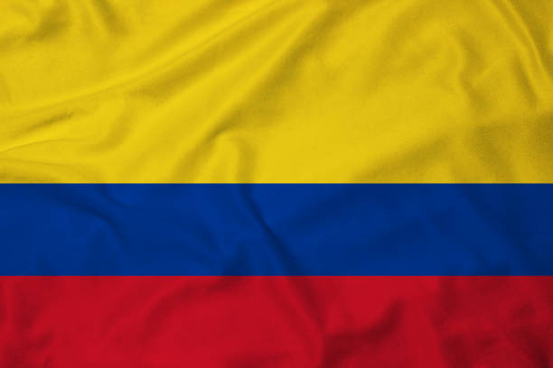 Flag of Colombia, background with fabric texture