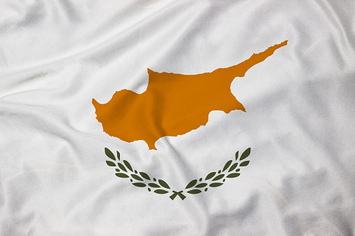 Flag of Cyprus, background with fabric texture