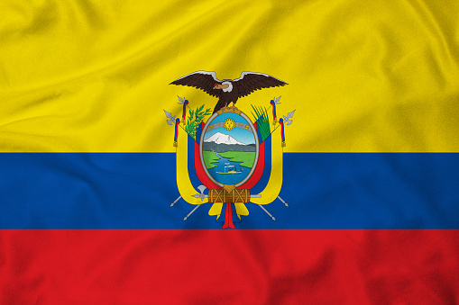 Flag of Ecuador, background with fabric texture