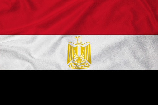 Flag of Egypt, background with fabric texture