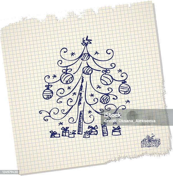 Vintage Christmas Tree — стоковая векторная графика и другие изображения на тему Абстрактный - Абстрактный, Без людей, Бессмысленный рисунок