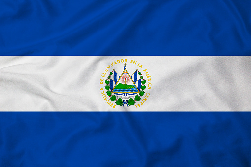 Flag of El Salvador, background with fabric texture