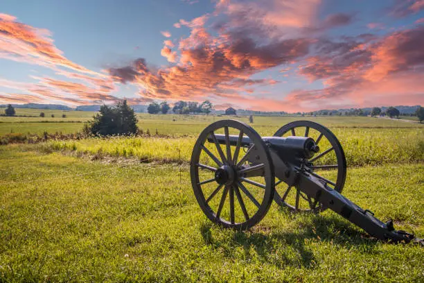 Canon aiming at a battlefield of Gettysburg, USA