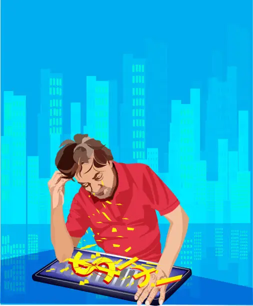 Vector illustration of Due To Loss In Business Man Is Frustrated ,