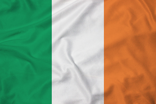 Flag of Ireland, background with fabric texture