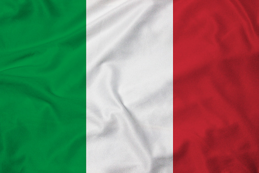 Flag of Italy, background with fabric texture