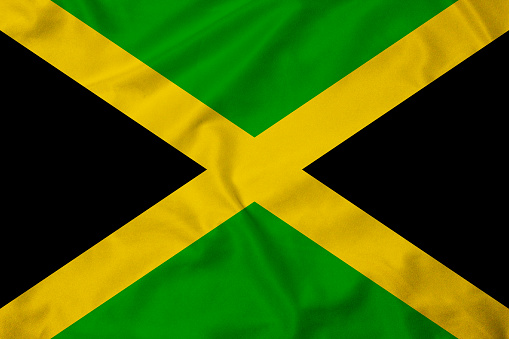 Flag of Jamaica, background with fabric texture