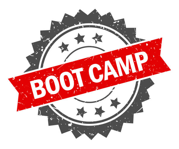 boot camp - stempel, aufdruck, siegelvorlage. grunge-effekt. vektor-stock-illustration - militärisches trainingslager stock-grafiken, -clipart, -cartoons und -symbole