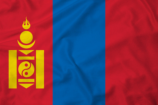 Flag of Mongolia, background with fabric texture