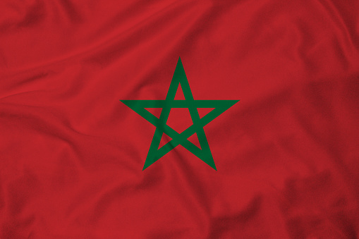 Flag of Morocco, background with fabric texture