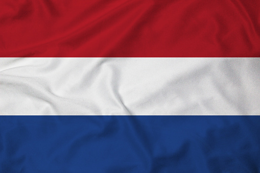 Flag of Netherlands, background with fabric texture