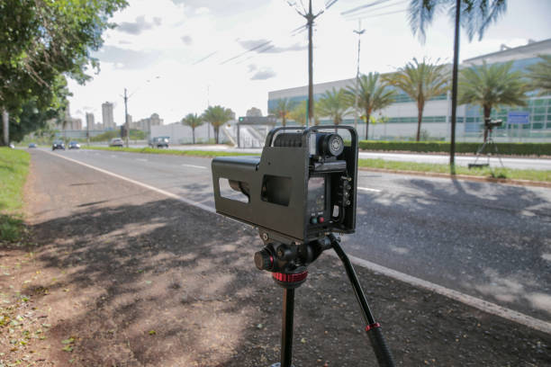istock Mobile police radar for traffic speed control. 1349802126