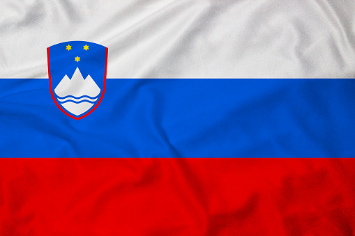 Flag of Slovenia, background with fabric texture