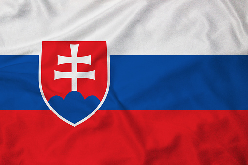 Flag of Slovakia, background with fabric texture