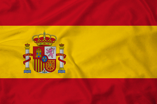 Flag of Spain, background with fabric texture