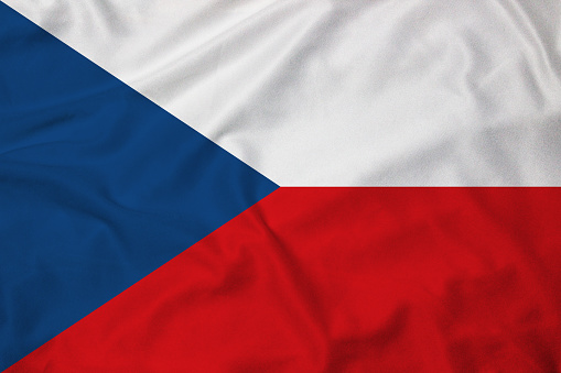 Flag of the Czech Republic, background with fabric texture