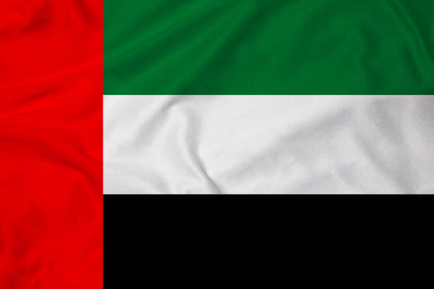 Flag of UAE (United Arab Emirates), background with fabric texture