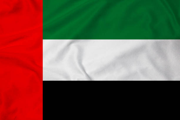 Flag of UAE (United Arab Emirates) Flag of UAE (United Arab Emirates), background with fabric texture united arab emirates flag map stock pictures, royalty-free photos & images