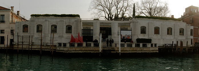 Venice, Italy - January 28, 2017: Famous art collection housed on the canal bank seen on a cold January day