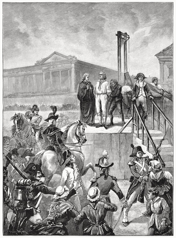 The execution of the French King Louis XVI on January 21, 1793 in Paris. Wood engraving, published in 1900.
