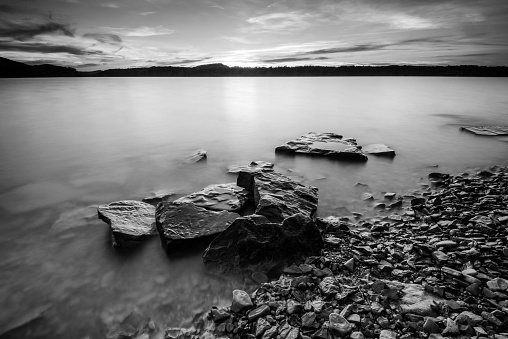 Sunset on Cave Run Lake, KY B&W.