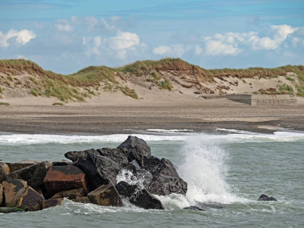 North Sea coast near Agger Tange beach in Thy National Park, Denmark stock photo
