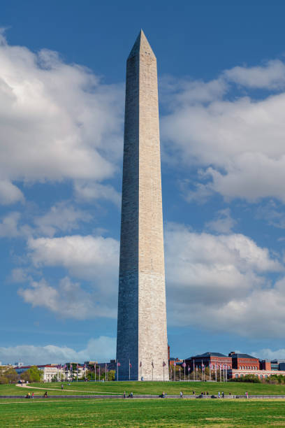 istock Washington Monument with Blue Sky and Puffy Clouds, Washington DC, USA. 1349808089