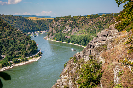 View of the Rhine from above on the legendary Loreley Valley
