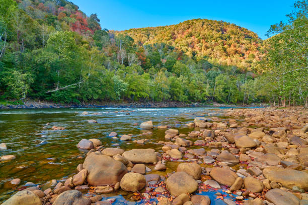 istock Rock bar along the New River, WV. 1349809460