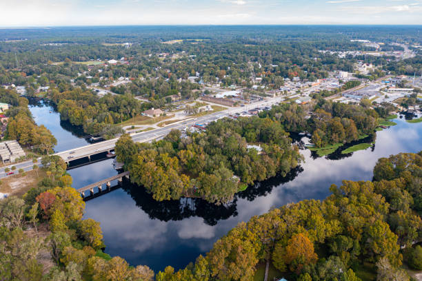 istock Dunnellon, Florida Aerial Drone View of River 1349809498