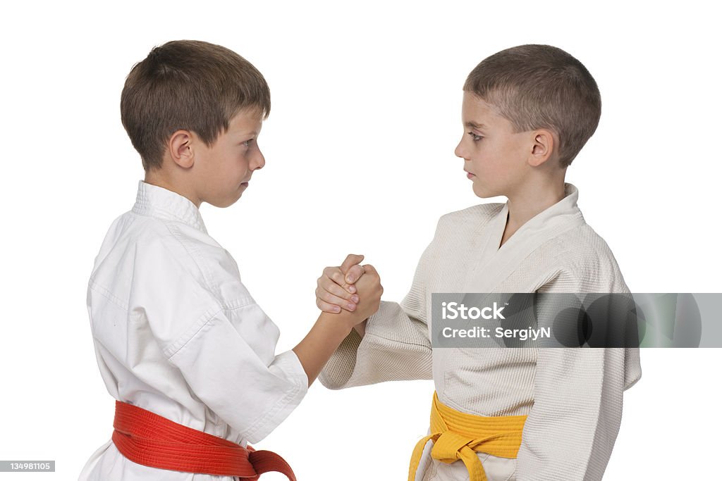 Handshaking Jungen im kimono - Lizenzfrei Judo Stock-Foto