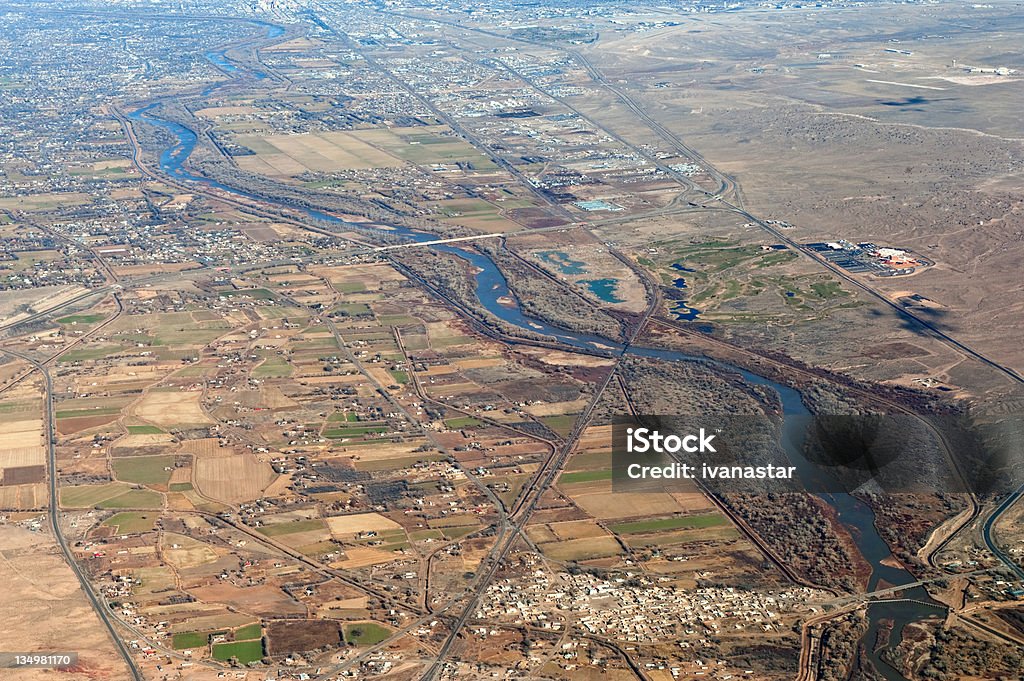Veduta aerea di New Mexico Rio Grande Valley - Foto stock royalty-free di Albuquerque