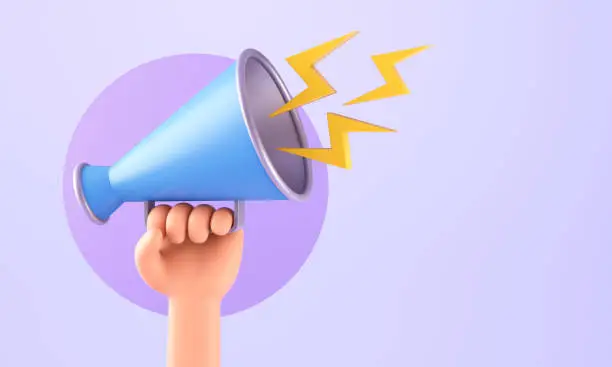 Photo of Cartoon character holding a megaphone