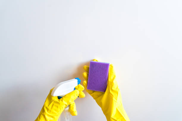istock yellow gloves are cleaned and disinfected 1349814169