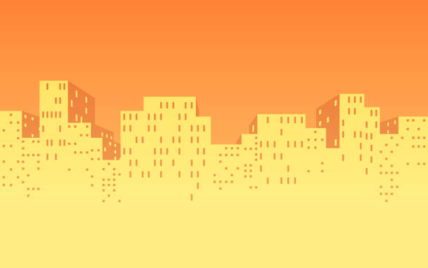 bildbanksillustrationer, clip art samt tecknat material och ikoner med cityscape border background - manhattan skyline sunset