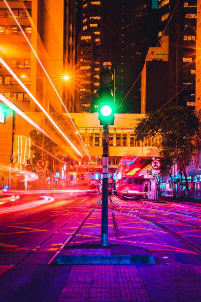istock Traffic trails in Financial District 1349821570