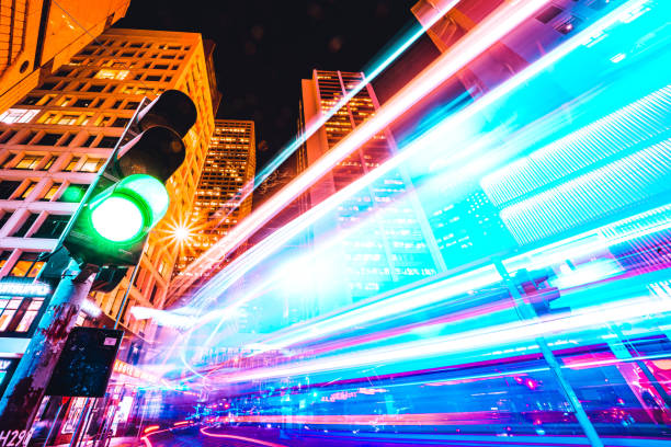 Traffic trails in Financial District
