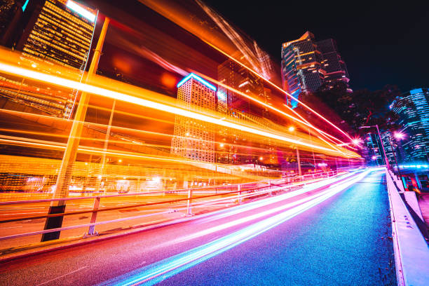 istock Traffic trails in Financial District 1349821735