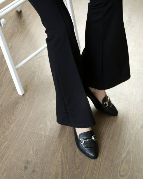 istock Black leather handmade loafers, studio shot 1349823131