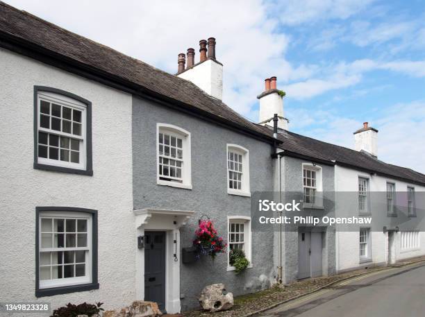 Street Of Old Picturesque Houses In The Village Of Cartmel In Cumbria Stock Photo - Download Image Now