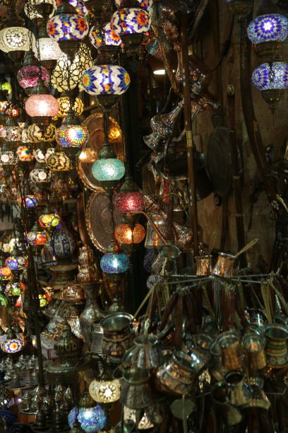 istock Multi-colored lamps hanging at the Grand Bazaar in Istanbul, Turkey 1349826211