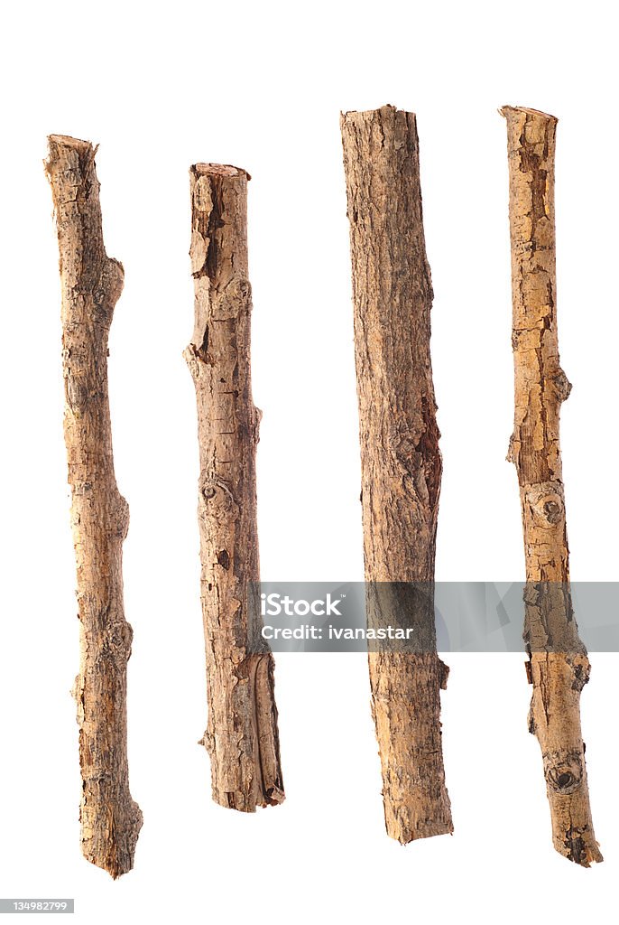 O Twigs, de cenoura e filiais isolada no branco - Foto de stock de Vara royalty-free