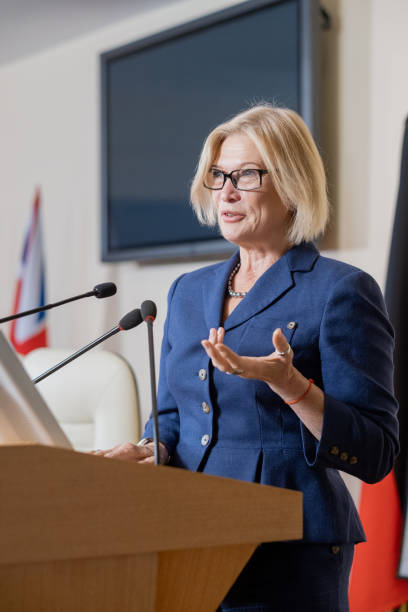 istock Mature Congresswoman Giving Speech 1349854918